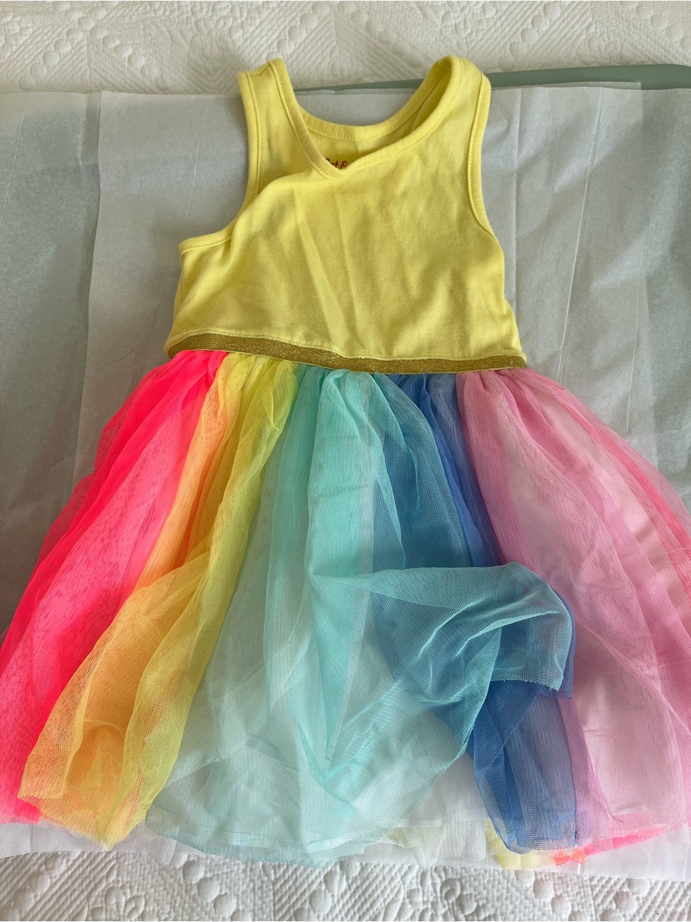 Girls Rainbow Tulle Dress + 3 Printed Dresses Bundle - Picture 3 of 8